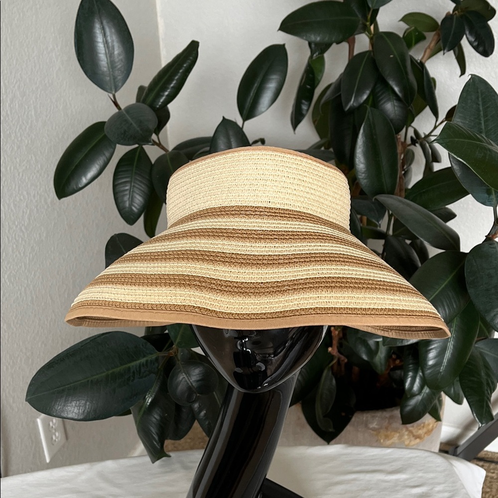 Lucky 7 USA Striped Tan and Brown Women's Sun Visor Hat